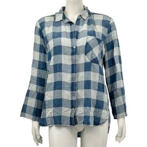 Cloth & Stone Anthropologie Top Womens Medium Blue Buffalo Check‎ Country Autumn